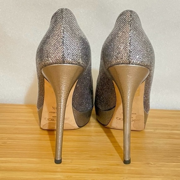 Jimmy Choo Dhalia stilleto pumps 120mm 3/4” platform Silver grey glitter EU38.5 - Picture 5 of 10